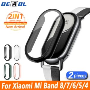 2 In 1 Screen Protector Case For Xiaomi Mi Band 8 Miband 7 6 5 4 NFC Smart Watch Accessories Full Coverage Protective Film Cover