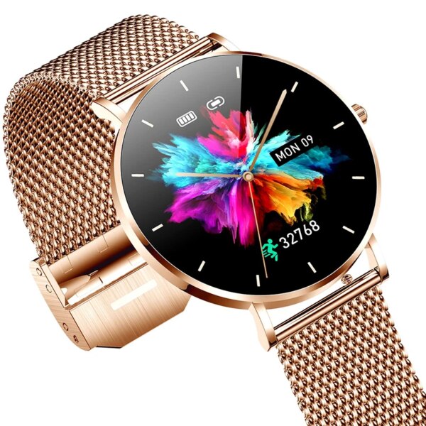2022 New Ultra Thin Smart Watch Women 1.36″ AMOLED 360*360 HD Pixel Display Always Show Time Call Reminder Smartwatch Ladies+Box