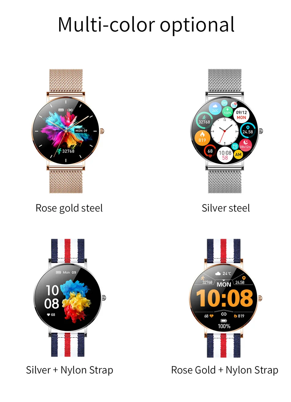 2022 New Ultra Thin Smart Watch Women 1.368243 AMOLED 360360 HD Pixel Display Always Show Time Call Reminder Smartwatch 1 16