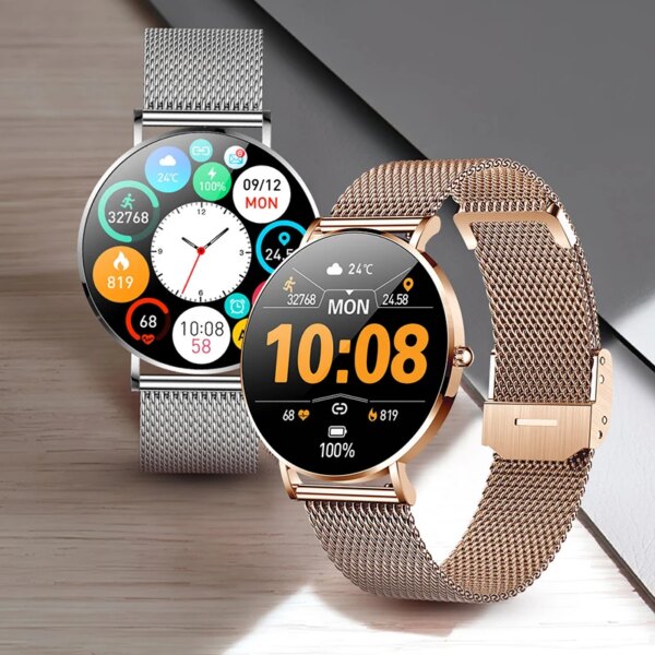 2022 New Ultra Thin Smart Watch Women 1.36″ AMOLED 360*360 HD Pixel Display Always Show Time Call Reminder Smartwatch Ladies+Box