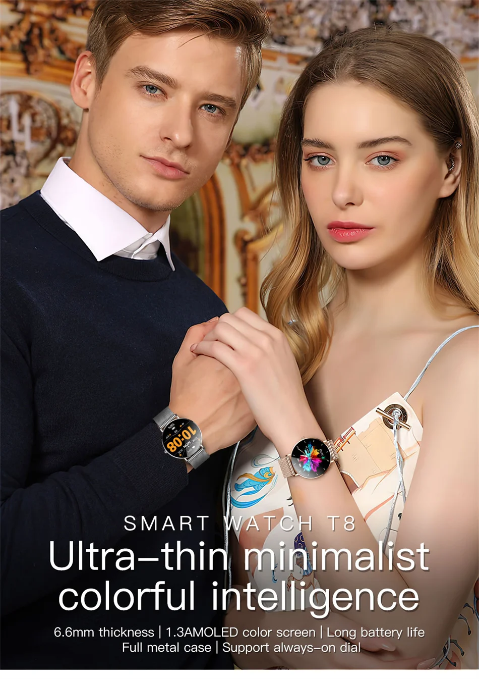 2022 New Ultra Thin Smart Watch Women 1.368243 AMOLED 360360 HD Pixel Display Always Show Time Call Reminder Smartwatch 1 6