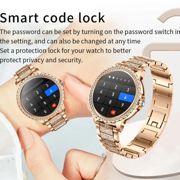 2023 New Fashion Women Bluetooth Call Smart Watch 1.32″ AMOLED 360*360 HD Screen Sports Fitness Ladies Smartwatch Diamond Band