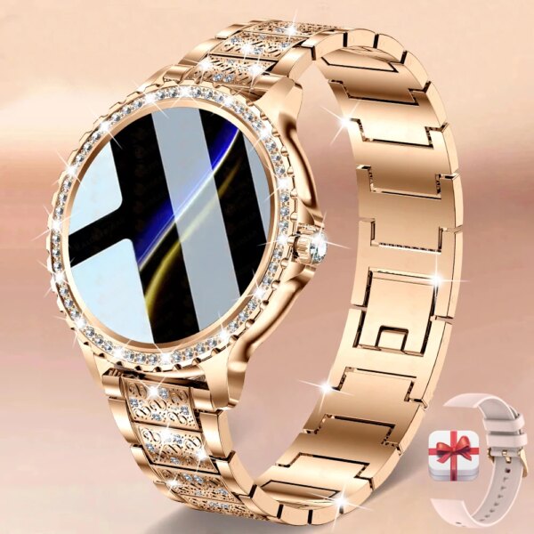 2023 New Fashion Women Bluetooth Call Smart Watch 1.32″ AMOLED 360*360 HD Screen Sports Fitness Ladies Smartwatch Diamond Band