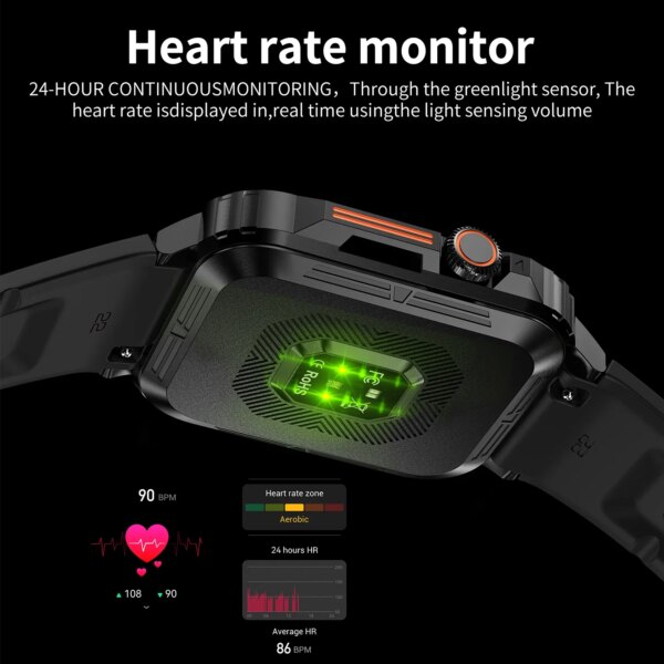 2024 Outdoor Military Smart Watch Men Health Monitor AI Bluetooth Call Fitness Sport Waterproof Smartwatch for Women Android IOS - Image 5
