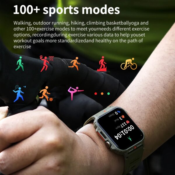 2024 Outdoor Military Smart Watch Men Health Monitor AI Bluetooth Call Fitness Sport Waterproof Smartwatch for Women Android IOS - Image 6