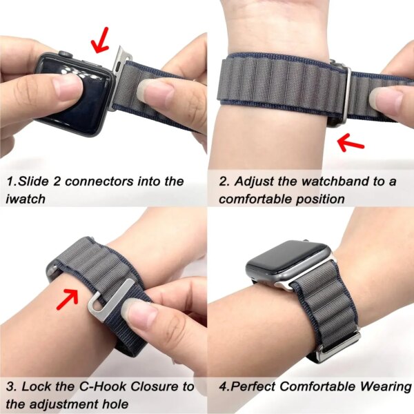 Alpine Loop Strap for Apple Watch Ultra Band 49mm 45mm 44mm 42mm 41mm 40mm Metal C-Hook Bracelets iwatch SE serie 9 8 7 6 5 4 10 - Image 4