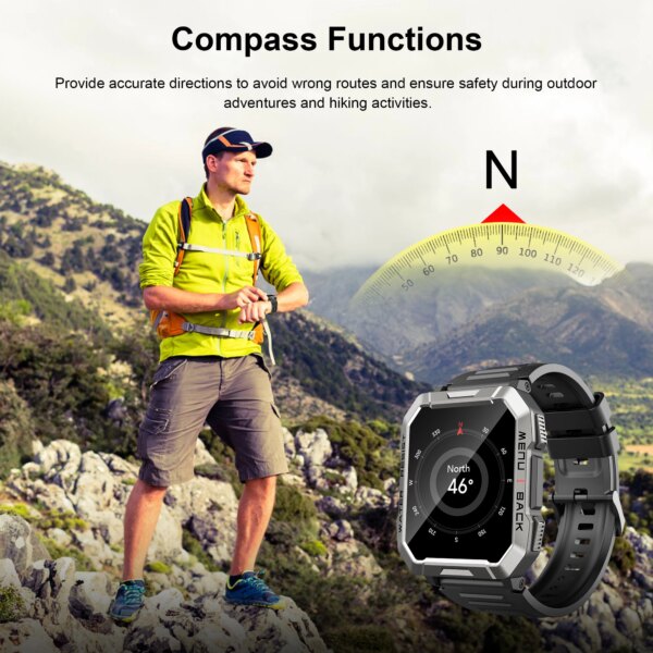Blackview W60 2024 New Smartwatch 2.01” HD Display TFT Rugged Smart Watch for Outdoor With Emergency Lighting Bluetooth Calling