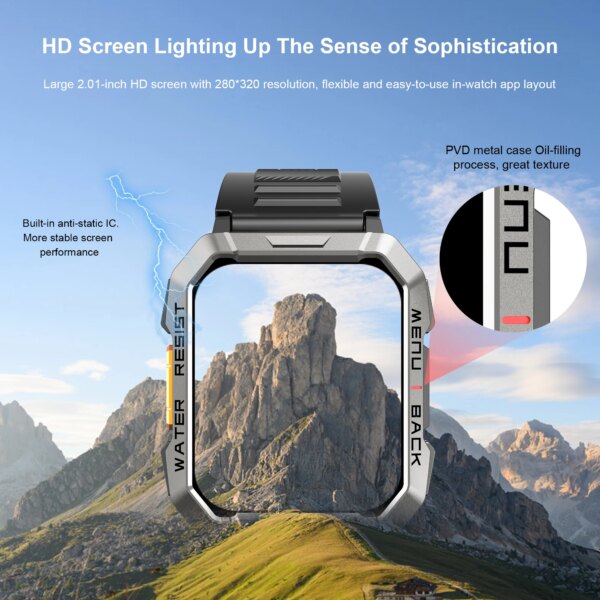 Blackview W60 2024 New Smartwatch 2.01” HD Display TFT Rugged Smart Watch for Outdoor With Emergency Lighting Bluetooth Calling