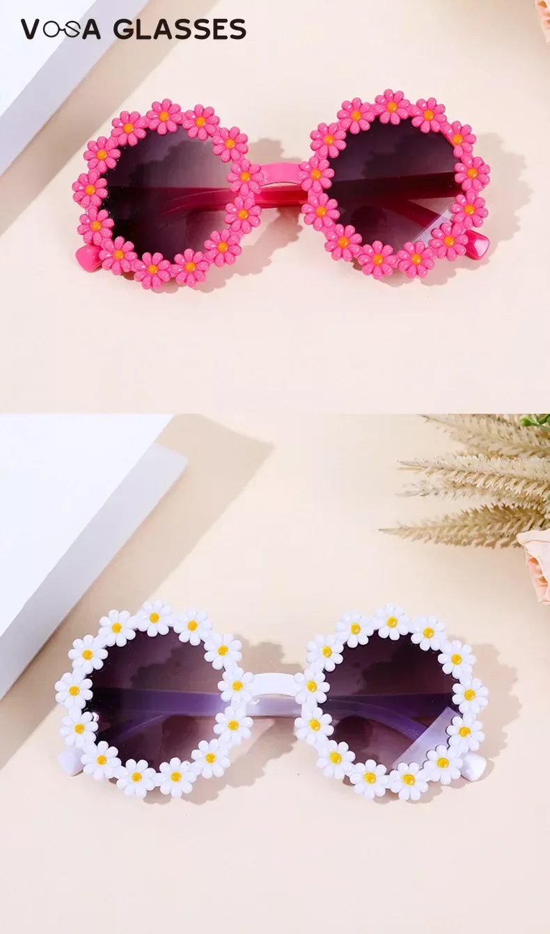 Girl Sunflower Round Flower Cute Ladies Fashion Sun Shade Glasses Children's Daisy Sunglasses Child Matching Sunglasses