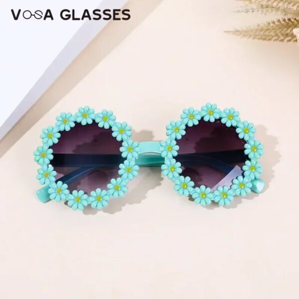 Girl Sunflower Round Flower Cute Ladies Fashion Sun Shade Glasses Children’s Daisy Sunglasses Child Matching Sunglasses