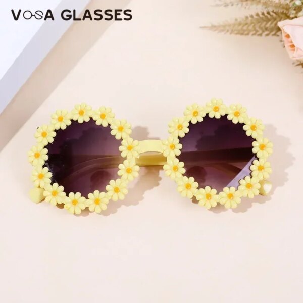 Girl Sunflower Round Flower Cute Ladies Fashion Sun Shade Glasses Children’s Daisy Sunglasses Child Matching Sunglasses