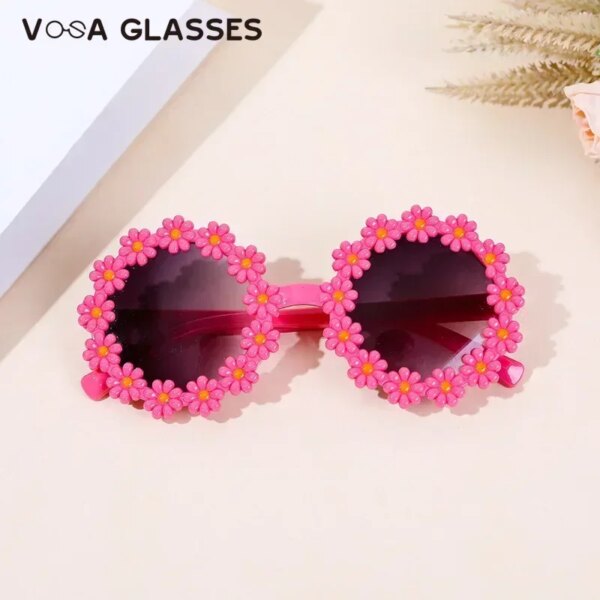Girl Sunflower Round Flower Cute Ladies Fashion Sun Shade Glasses Children’s Daisy Sunglasses Child Matching Sunglasses