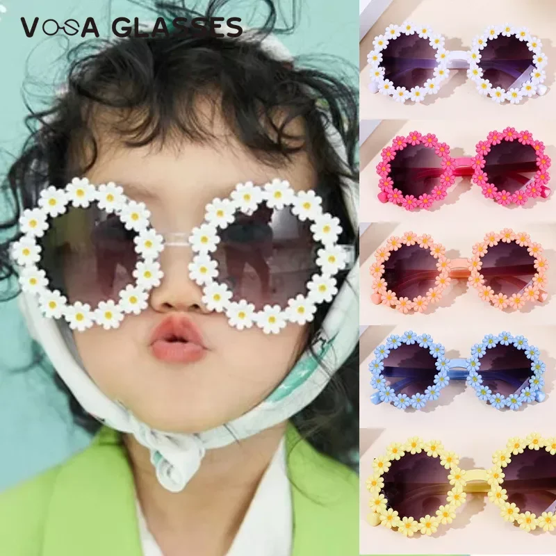 Girl Sunflower Round Flower Cute Ladies Fashion Sun Shade Glasses Children's Daisy Sunglasses Child Matching Sunglasses