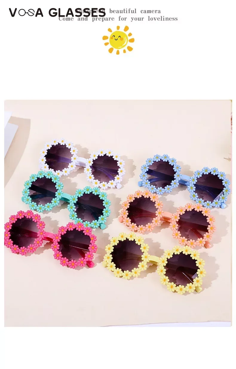 Girl Sunflower Round Flower Cute Ladies Fashion Sun Shade Glasses Children's Daisy Sunglasses Child Matching Sunglasses