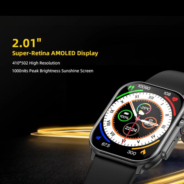 IMIKI SF1 Smart Watch 2.01″ AMOLED Display 1000nits BT Calling 100+ Sports Modes IP68 Business Fashion Modeling Metal Case
