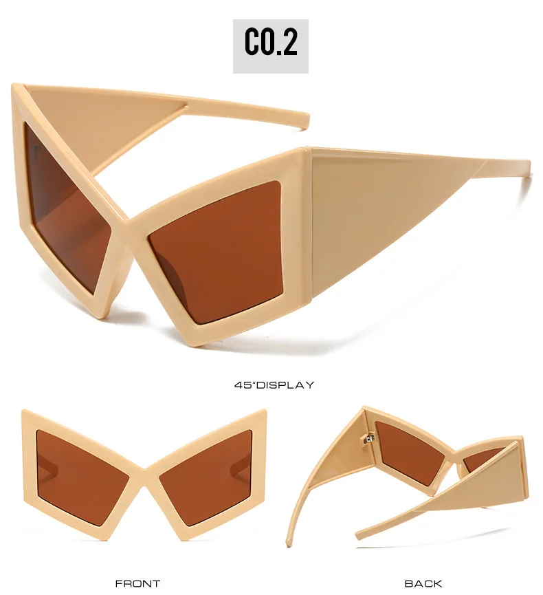 Oversized Cat Eye Sunglasses Women Big Frame 2024 Luxury Brand Shield Punk Sun Glasses For Ladies Windproof Eyewear Shades UV400