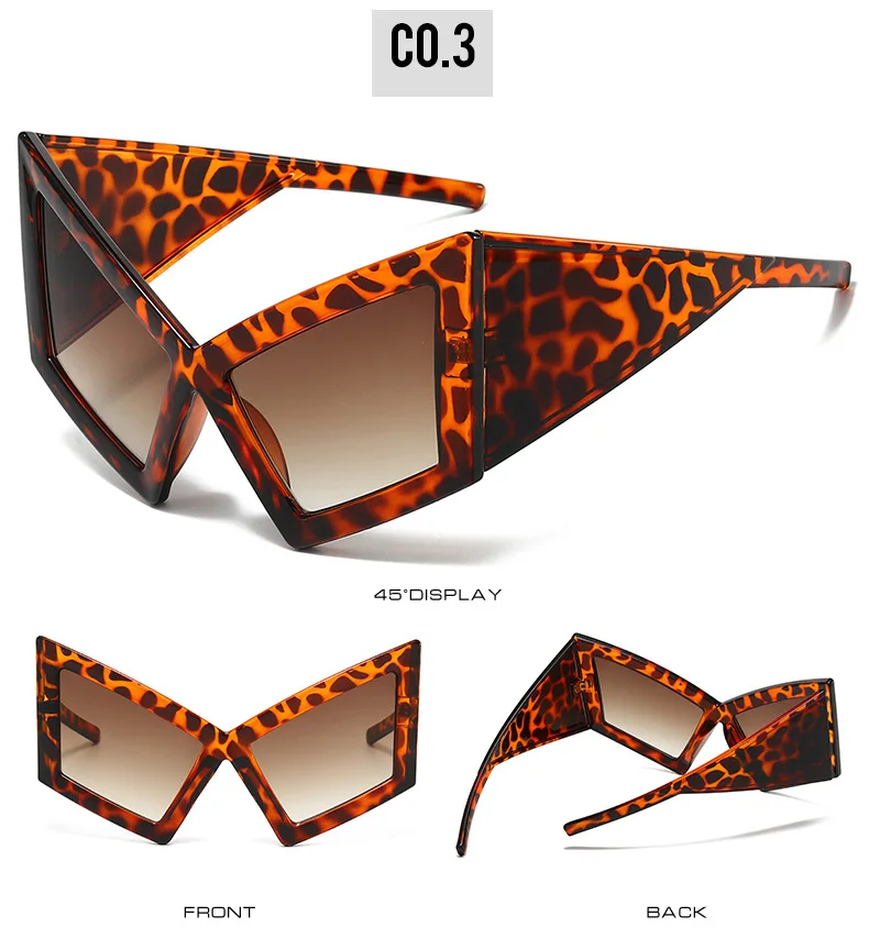 Oversized Cat Eye Sunglasses Women Big Frame 2024 Luxury Brand Shield Punk Sun Glasses For Ladies Windproof Eyewear Shades UV400