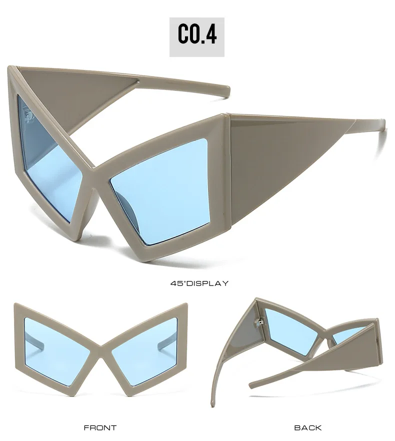 Oversized Cat Eye Sunglasses Women Big Frame 2024 Luxury Brand Shield Punk Sun Glasses For Ladies Windproof Eyewear Shades UV400