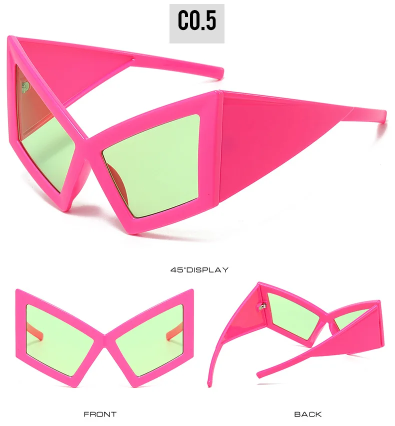 Oversized Cat Eye Sunglasses Women Big Frame 2024 Luxury Brand Shield Punk Sun Glasses For Ladies Windproof Eyewear Shades UV400