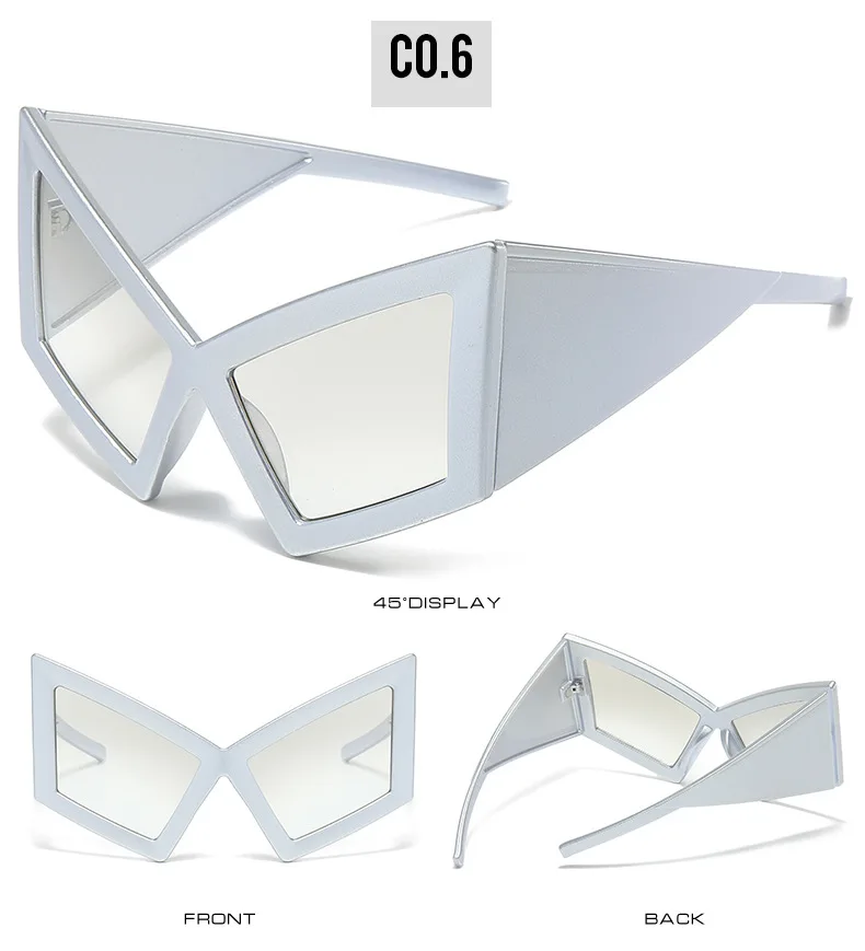 Oversized Cat Eye Sunglasses Women Big Frame 2024 Luxury Brand Shield Punk Sun Glasses For Ladies Windproof Eyewear Shades UV400