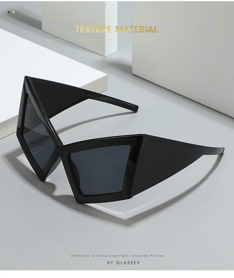 Oversized Cat Eye Sunglasses Women Big Frame 2024 Luxury Brand Shield Punk Sun Glasses For Ladies Windproof Eyewear Shades UV400