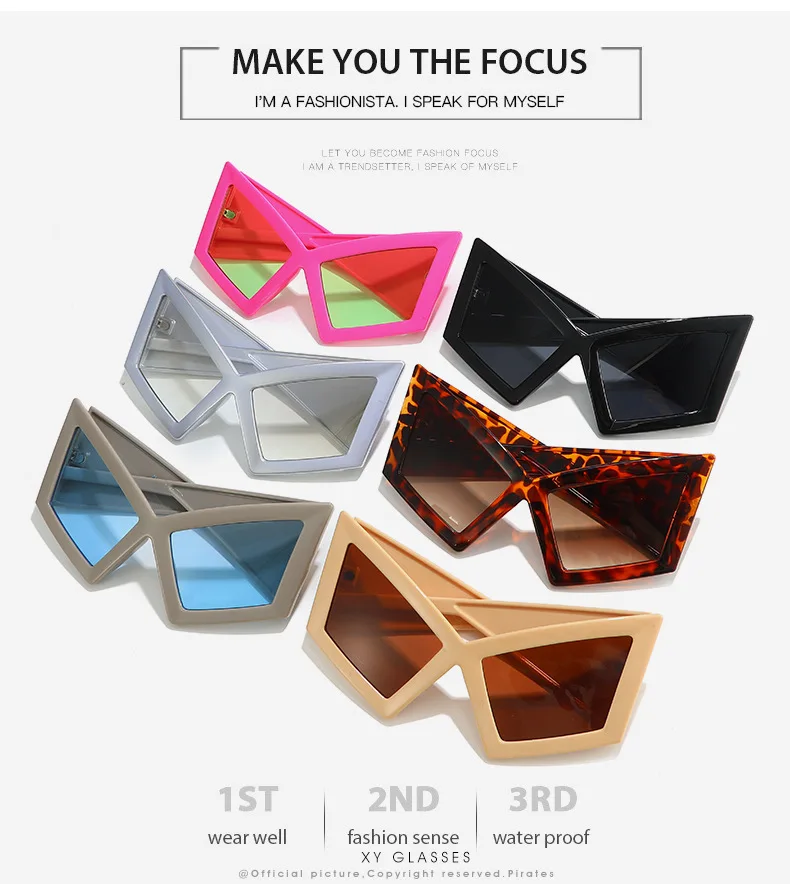 Oversized Cat Eye Sunglasses Women Big Frame 2024 Luxury Brand Shield Punk Sun Glasses For Ladies Windproof Eyewear Shades UV400