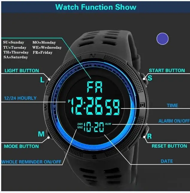 UTHAI C26 Men's Digital Electronic Watch Sports Glow 49mm Large Dial Student Outdoor Adventure Trend Multifunctional Watches UTHAI C26 Men's Digital Electronic Watch Sports Glow 49mm Large Dial Student Outdoor Adventure Trend Multifunctional Watches